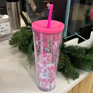 Starbucks Roller Rabbit Holiday 2025 Pink Clear Tumbler cup w straw NEW